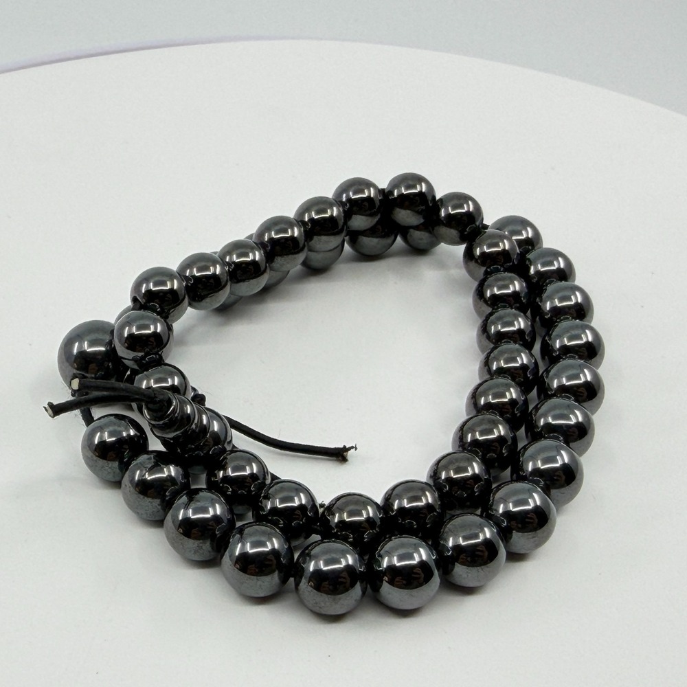 Hematite Bead Bracelet - Stretchy Minimalist Jewelry Gift